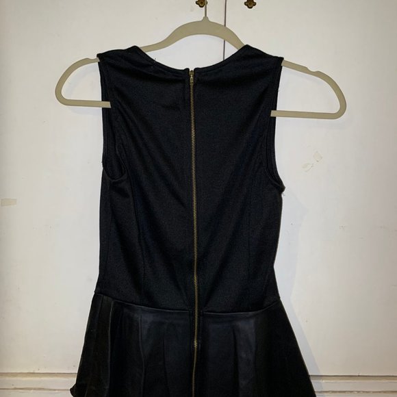 Nordstrom Black Peplum Tank Top w/ Leather Bottom - Picture 3 of 4
